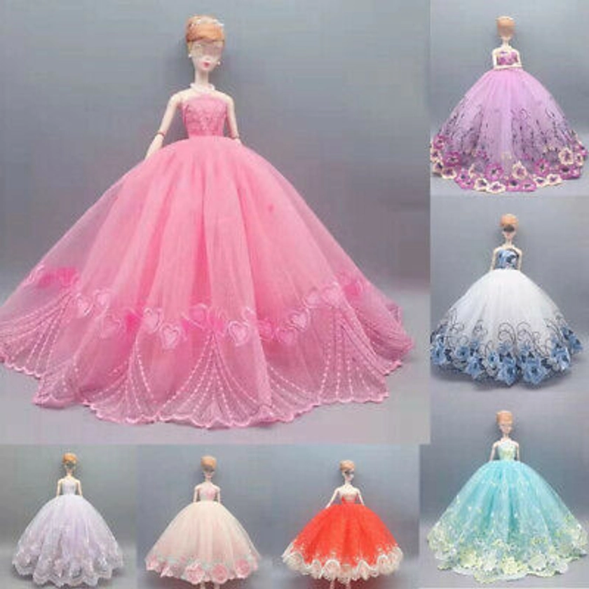 1/6 Doll Clothes Outfits Floral Lace Wedding Dress Gown 11.5" Dolls Accessories | eBay