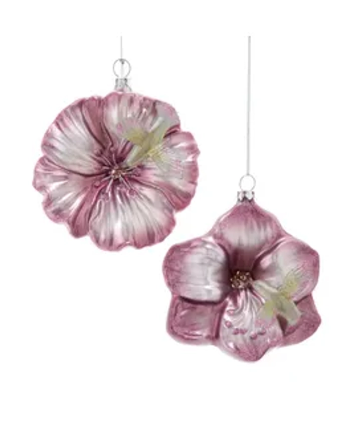 Glass Flower With Hummingbird Ornaments, 2 Assorted