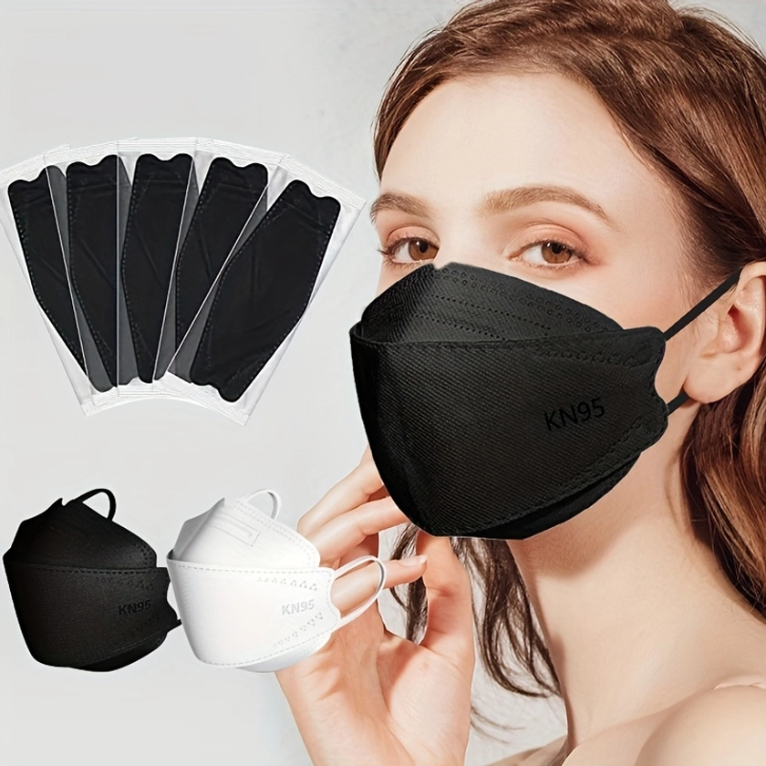 50pcs KN95 Disposable Face Mask: 4-Ply Breathable * for Men &amp; Women - Protect Against PM2.5 &amp; Respiratory Hazards - Black &amp; White