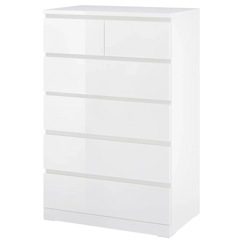 MALM chest of 6 drawers, high-gloss white, 80x123 cm - IKEA