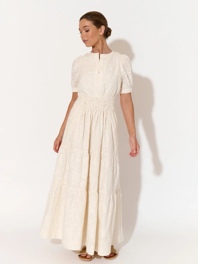 adorne Vee Pleat Embroidered Dress - Florence Store