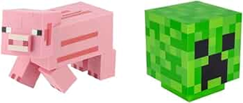 Paladone Minecraft Pig Bank 19cm-Officially Licensed Merchandise, Pink & Minecraft Creeper Light with Official Creeper Sounds, Battery Powered