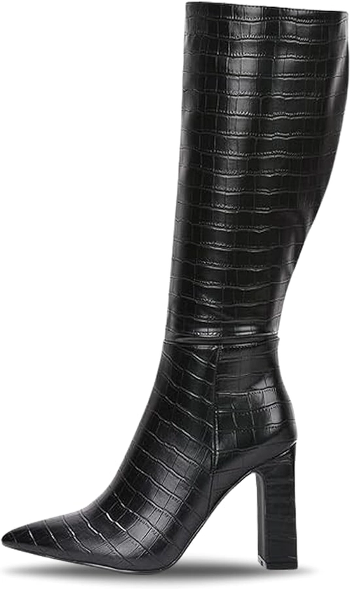 Cape Robbin Saywhat Mid Calf Boots for Women - Womens Mid Calf Boots with Chunky Block Heel - Stylish Mid Calf Boots Women
