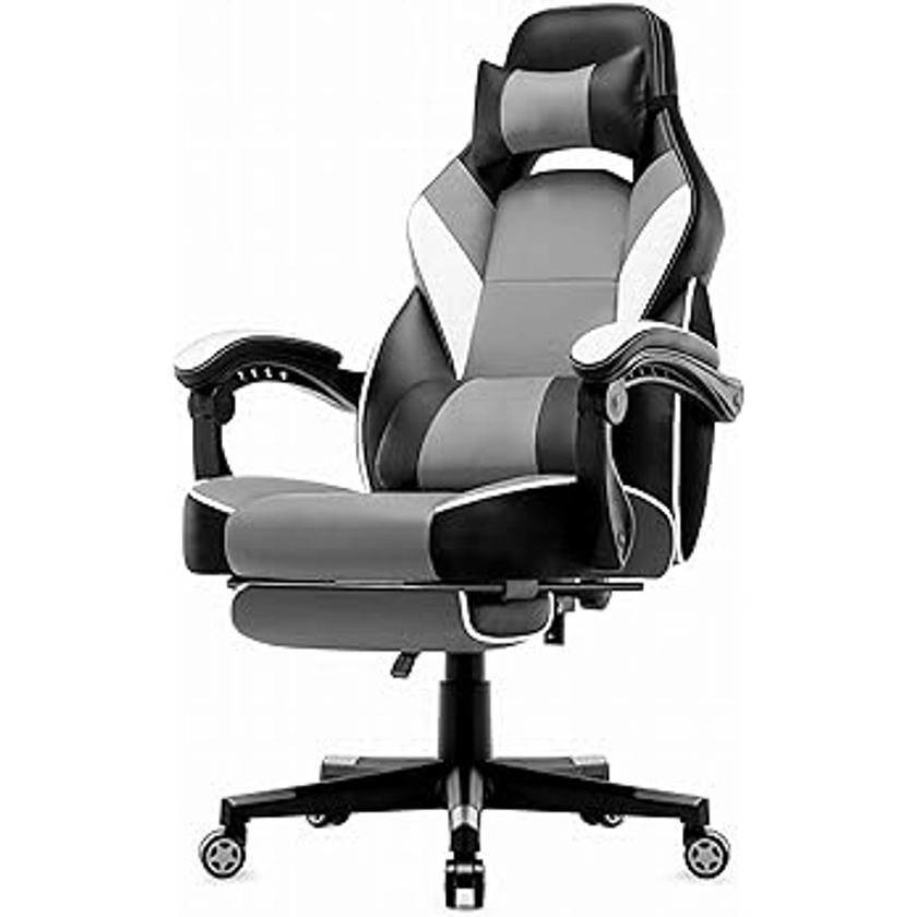 Intimate WM Heart Chaise Gaming, Fauteuil Gamer Ergonomique, Siège Gamer avec Dossier Haut, Fauteuil de Bureau avec Assis Rembourré, Repos-Pieds Pliable, Accoudoirs Réglables (Gris) : Amazon.fr: Cuisine et Maison