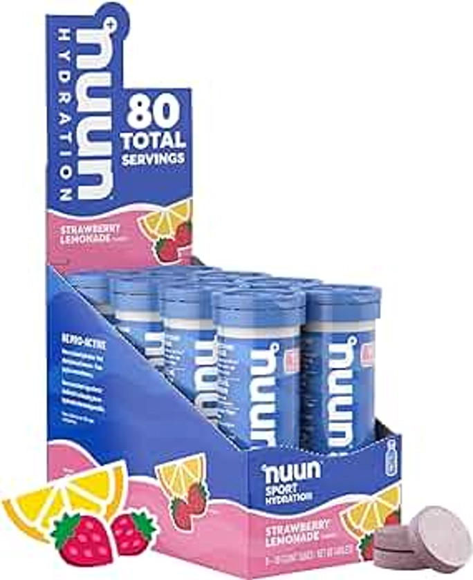Nuun Sport: Electrolyte Drink Tablets, Strawberry Lemonade, 10 Count (Pack of 8)