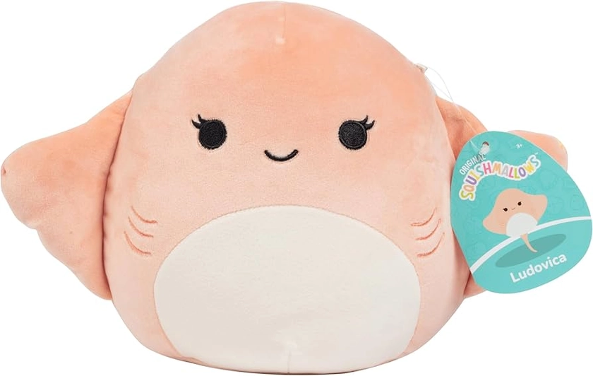 Squishmallows Original 8-Inch Ludovica The Coral Stingray - Official Jazwares Plush - Collectible Soft & Squishy Stingray Stuffed Animal Toy - Add to Your Squad - Gift for Kids, Girls & Boys