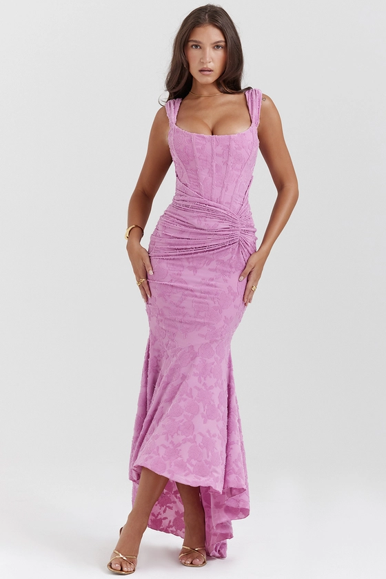 Clothing : Maxi Dresses : 'Cesca' Rose Pink Floral Maxi Dress