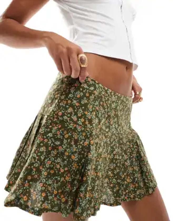 Motel Exclusive casini pleated mini skirt in grunge floral | ASOS