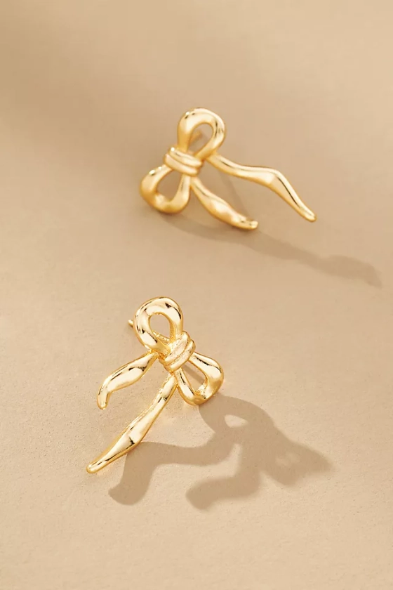 Gold-Plated Thick Bow Stud Earrings