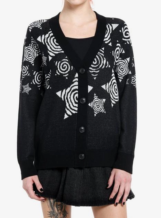 Social Collision Spiral Star Allover Pattern Girls Cardigan | Hot Topic