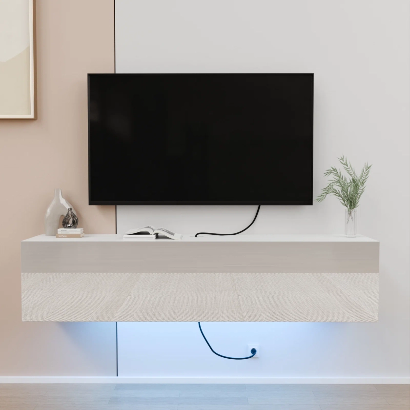 Wade Logan Arcelay Anthrone Floating TV Stand for TVs up to 63", Wall Mounted Media Console with LED Lights & Reviews | Wayfair