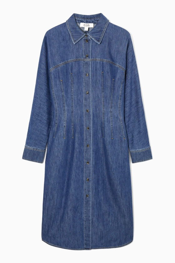 ROBE-CHEMISE OVERSIZE CINTRÉE DENIM