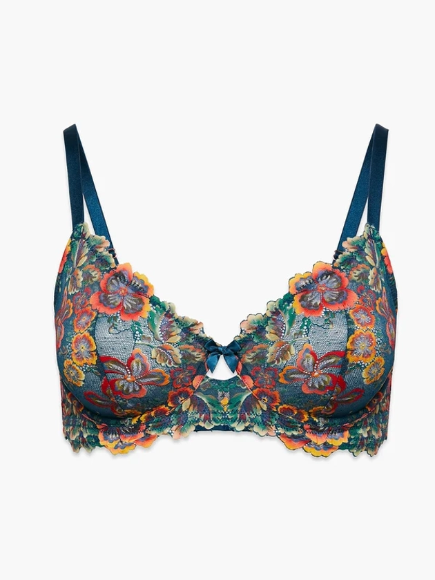 Sunchaser Lace Unlined Plunge Bra in Blue & Multi | SAVAGE X FENTY