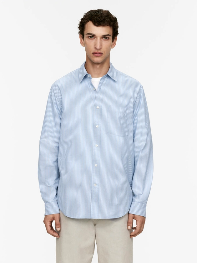 Relaxed Cotton Shirt – Light Blue/White – Men – ARKET NL