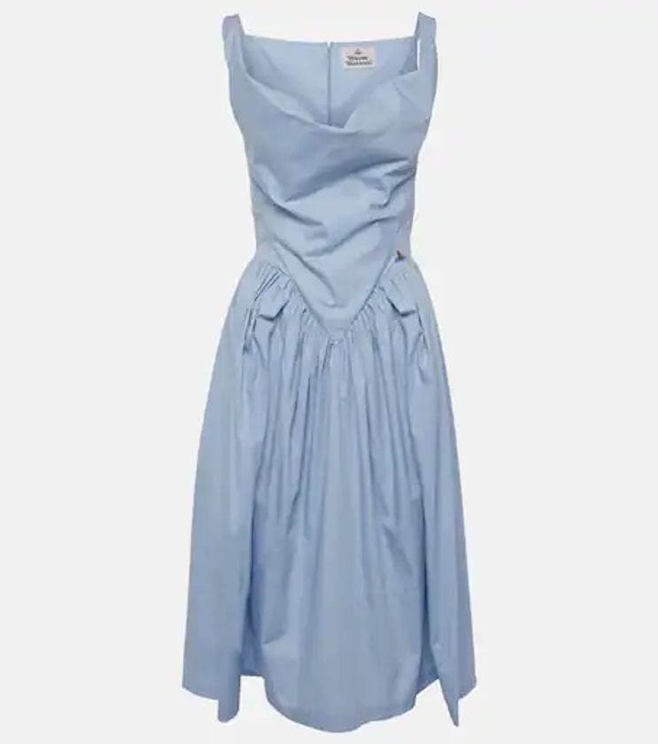Sunday gathered cotton midi dress in blue - Vivienne Westwood | Mytheresa