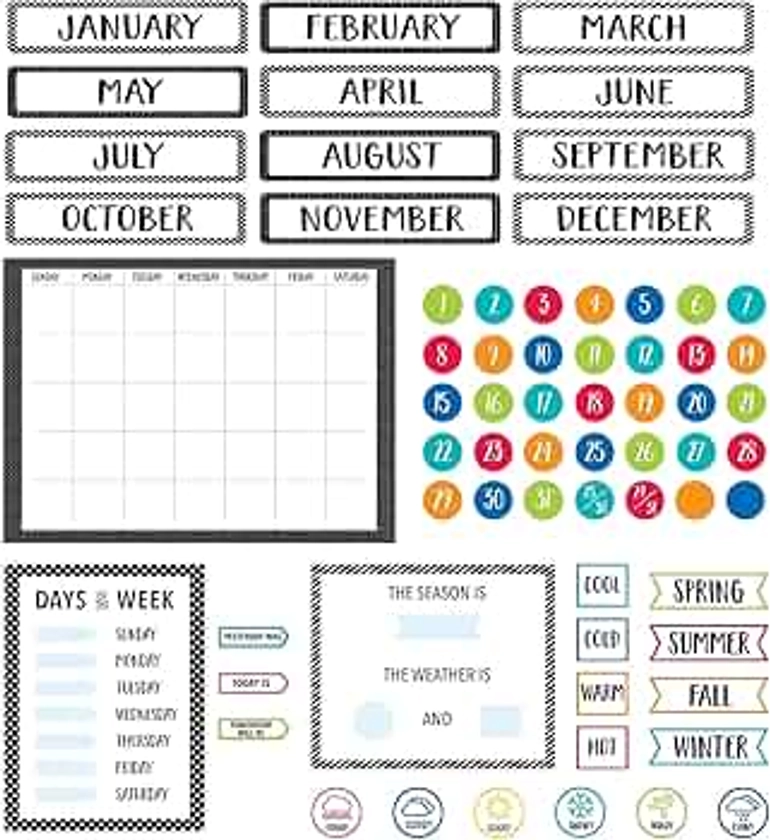 CTP Core Décor Calendar Set Bulletin Board, Classroom Calendar, 67-Piece Set (Creative Teaching Press 10168)