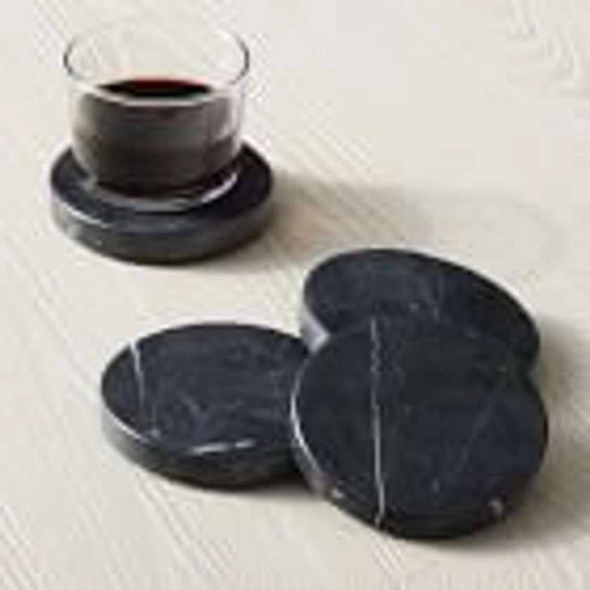 Black Marble Round Coasters (Set of 4)