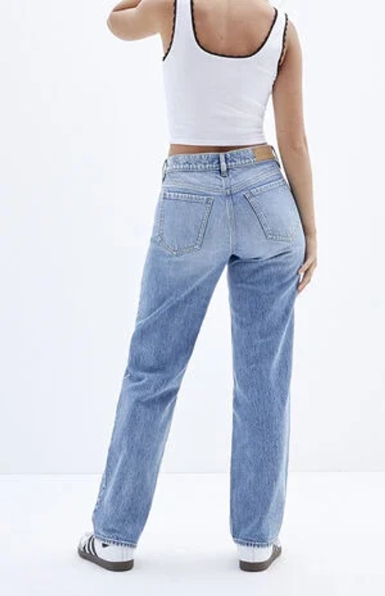 PacSun Jordyn Stretch Medium Indigo Low Rise Straight Leg Jeans | PacSun