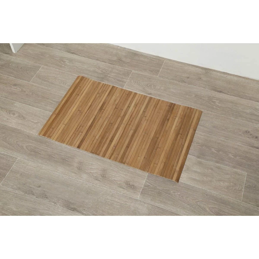 TAPIS BAMBOU ANTI DERAPANT 50X80CM NATUREL FONCE MAT