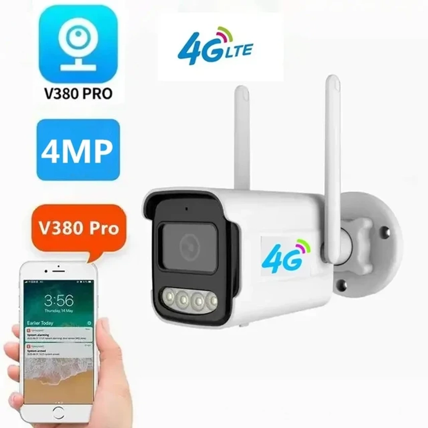 V380 PRO 4G Sim Card IP Camera 4MP Outdoor Security Surveillance Two Way Audio CCTV Camera - AliExpress