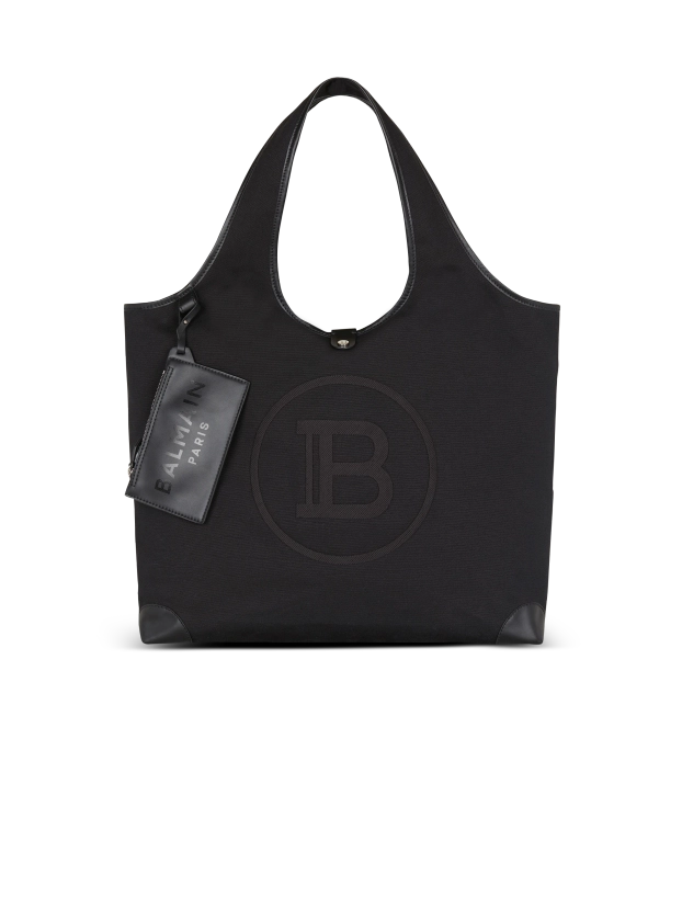 Canvas and leather Grocery Bag black - Women | BALMAIN