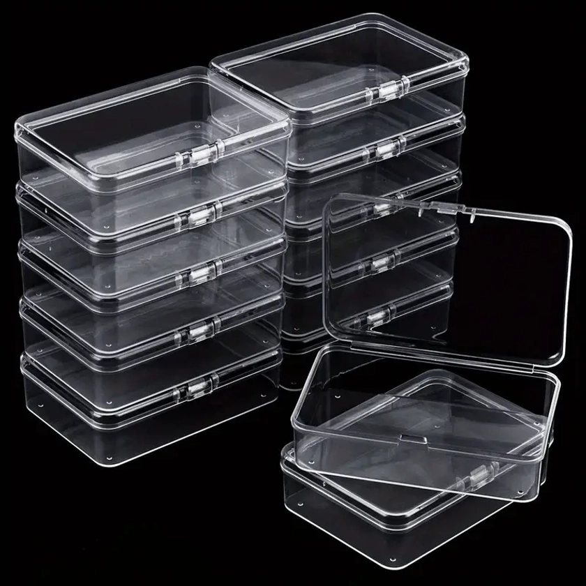 12pcs Jewelry Storage Box, Transparent Plastic Storage Box, Beads Storage Container With Hinged Lid, For Small Items, Handicrafts, Jewelry, And Hardware