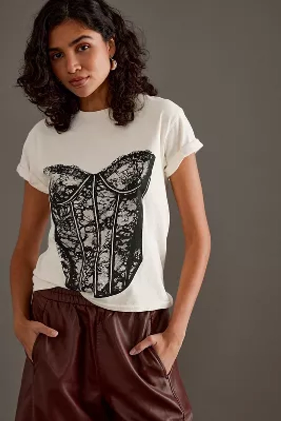 By Anthropologie Lace Corset Print Baby T-Shirt