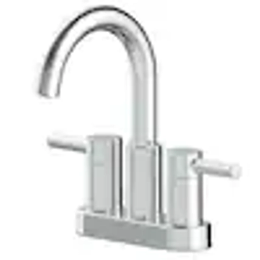 allen + roth Harlow Polished Chrome 4-in centerset 2-handle WaterSense Bathroom Sink Faucet with Drain and Deck Plate Lowes.com