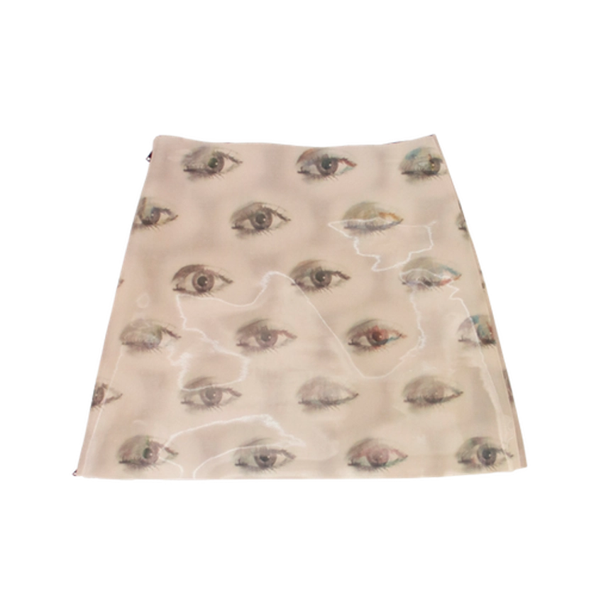 Beige Blinking Eye Mini Skirt | leeann-huang