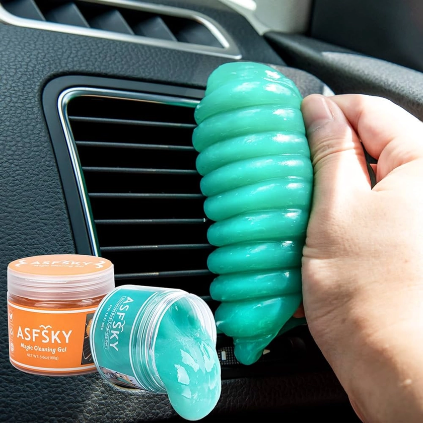 ASFSKY 2 pièces Gel Nettoyant Voiture Cleaning Gel Nettoyage Clavier Réutilisable Nettoyant Clavier Slime Nettoyage Voiture Interieur Voiture pour Voiture, Ordinateur, Imprimante, Appareil Photo