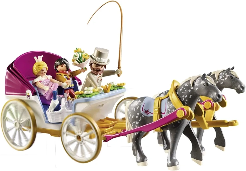 Playmobil 70449 Calèche et Couple Royal - avec Trois Personnages, Un calèche, Un Panier de Pique-Nique, Un Bouquet de Fleurs et des Accessoires - Univers Princess Magic - Dès 4 Ans : Amazon.fr: Jeux et Jouets