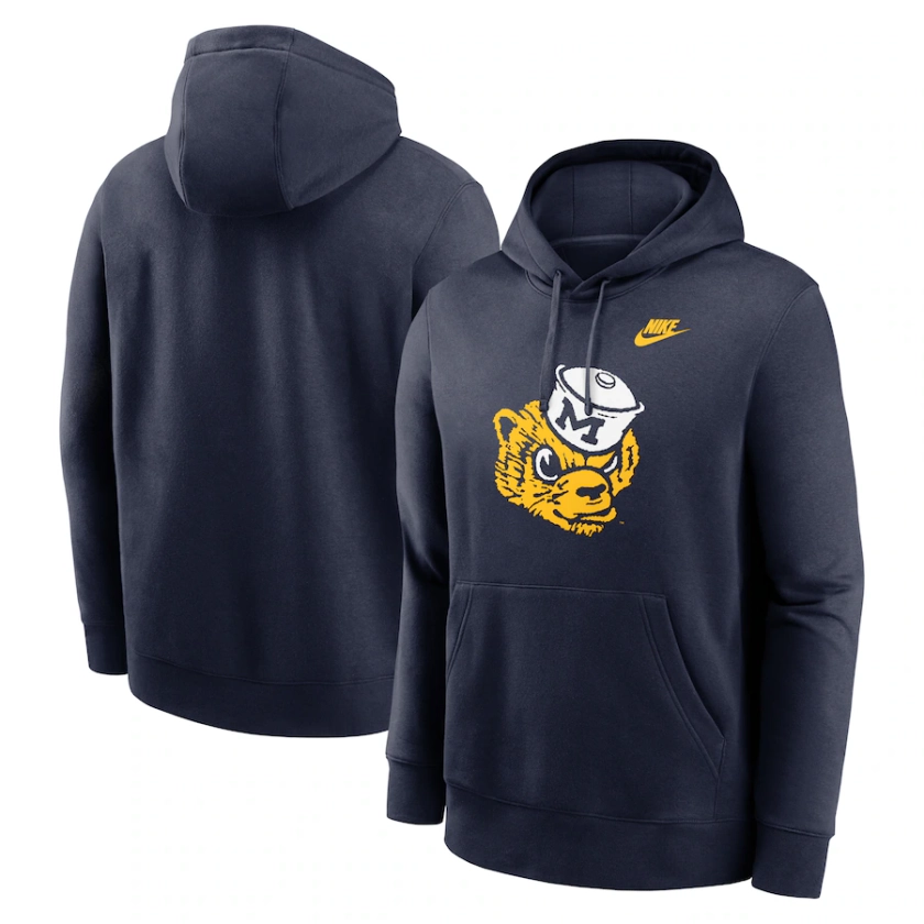 Michigan Wolverines Nike Legacy Logo Club Fleece Pullover Hoodie - Maize