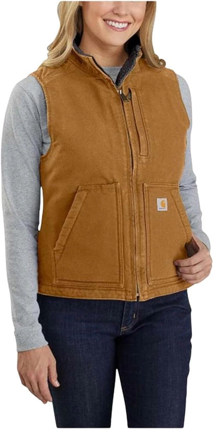 Carhartt Women's Relaxed Fit Washed Duck Sherpa-Lined Mock-Neck Vest