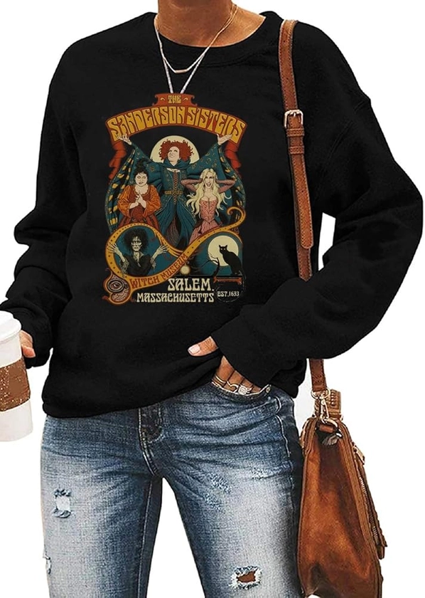 Ykomow Sanderson Witch Museum Sweatshirt Womens Funny Halloween Pullovers Hocus Pocus Blouse Tops