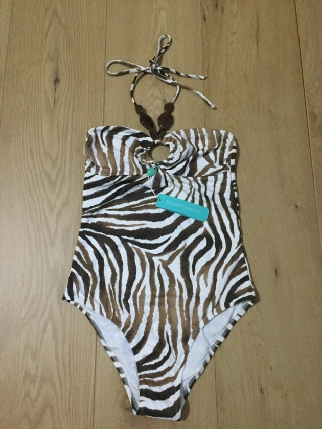 BNWT womens melissa odabash brown zebra print swimsuit size 8