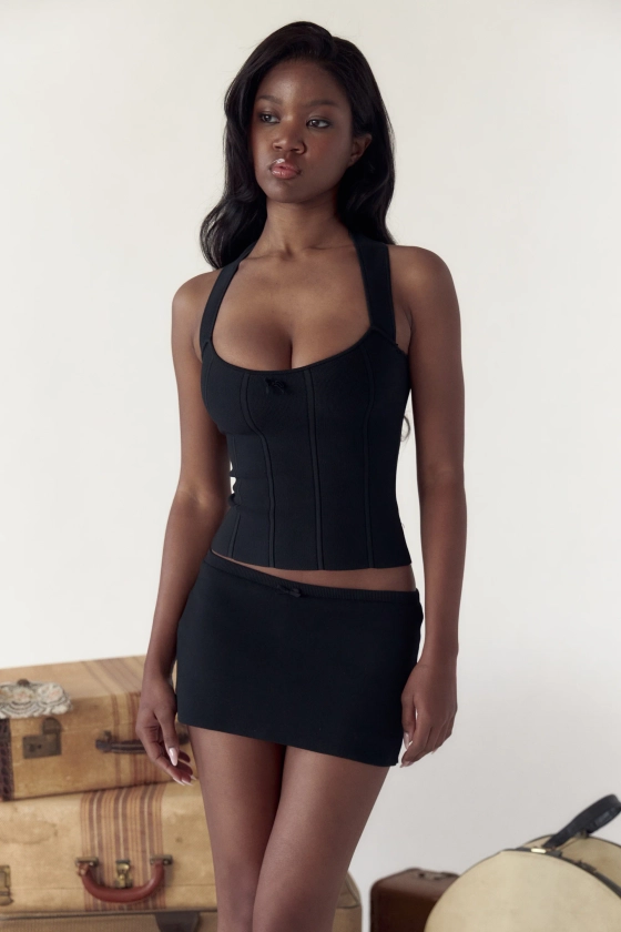 The Knit Halter Top Noir