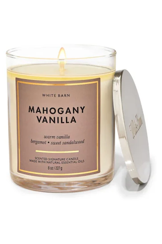 Bath & Body Works Mahogany Vanilla Mahogany Vanilla Signature Single Wick Candle 8 oz / 227 g