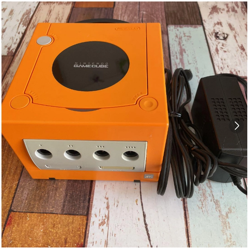 Nintendo Gamecube Orange Console System & Power Cable Read US/Canada Discs Fedex
