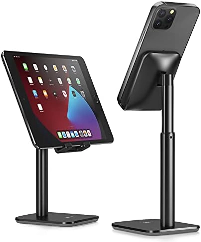 Nulaxy Phone Stand, Height Angle Adjustable Cell Phone Stand, Phone Holder for Desk Compatible with iPhone12 Mini 11 Pro Xs Xs Max Xr X 8 7 6 6s Plus, All Smartphones (4-8 inches) - Black
