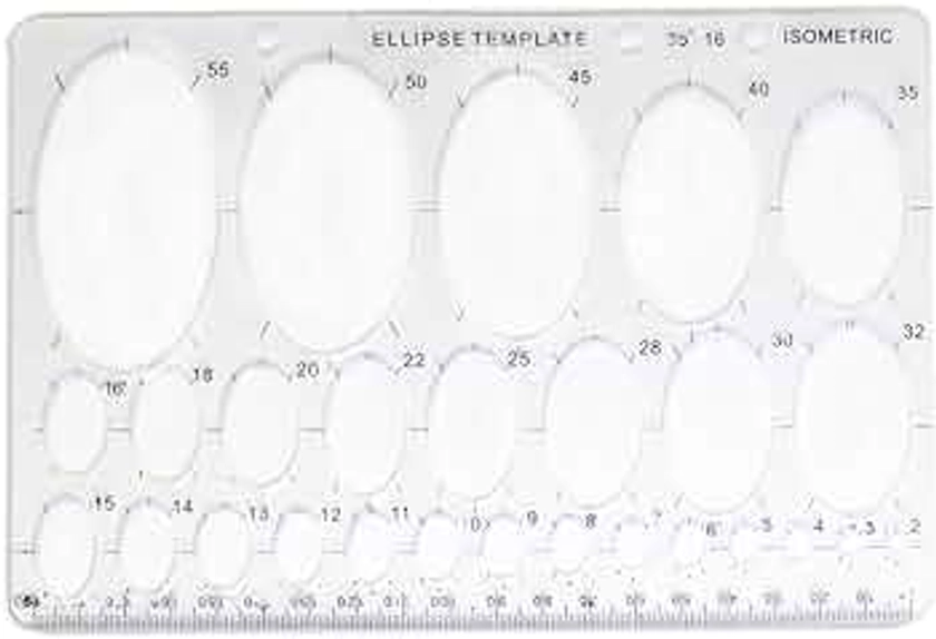 Artist's Best Plastic Ellipse Template | 27 Oval Sizes from 2mm to 55m | 8" by 5" Compact Design with 3 Holes for Binder Storage | Great for Students & Professionals for Geometry and Arts & Crafts