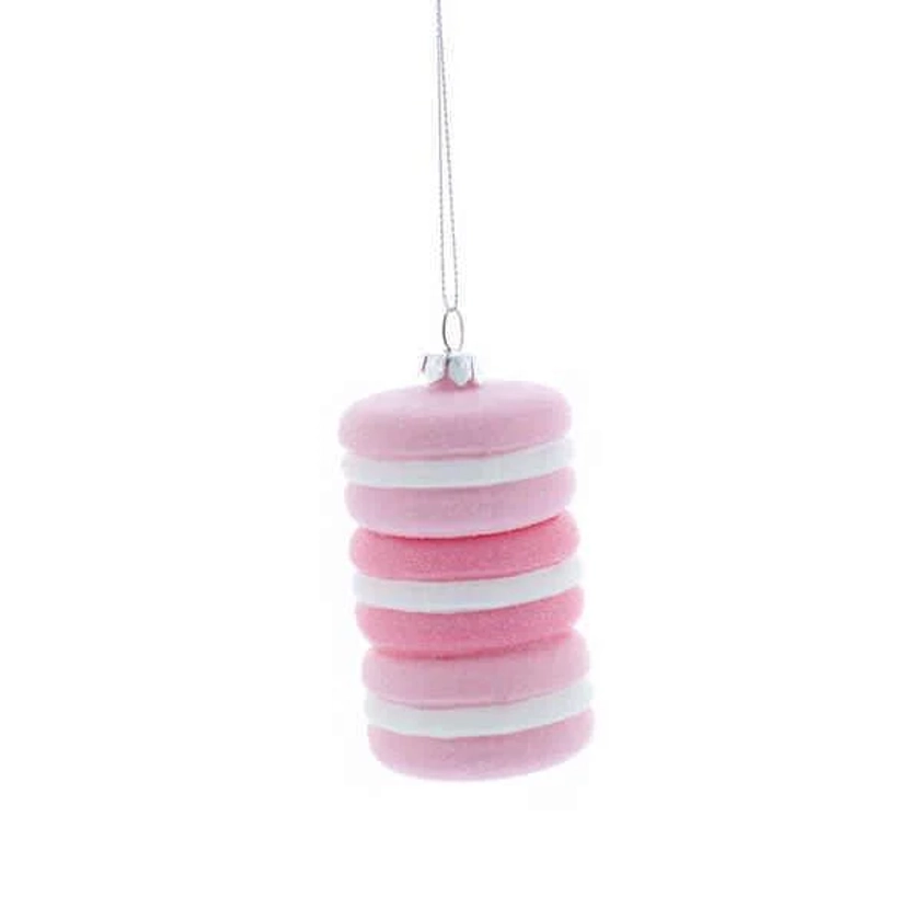 Pink & White Macaroon Glitter Stack Christmas Tree Bauble