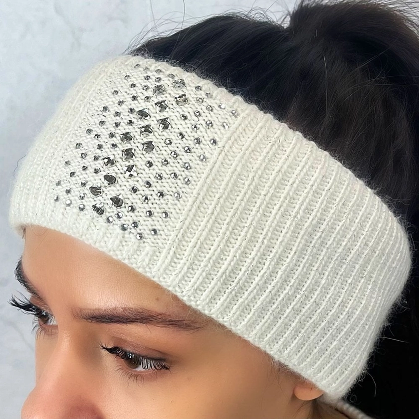 Lemonade Diamond Luxe Sparkly Cashmere Blend Headband Cream