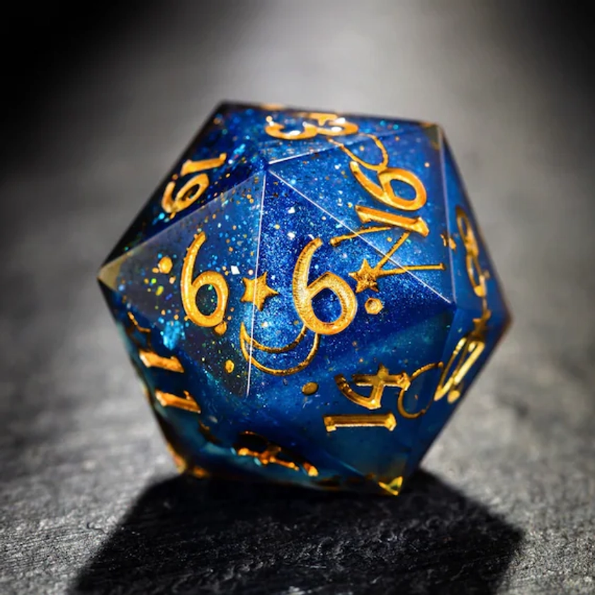 Set dadi astrologici in resina blu zaffiro