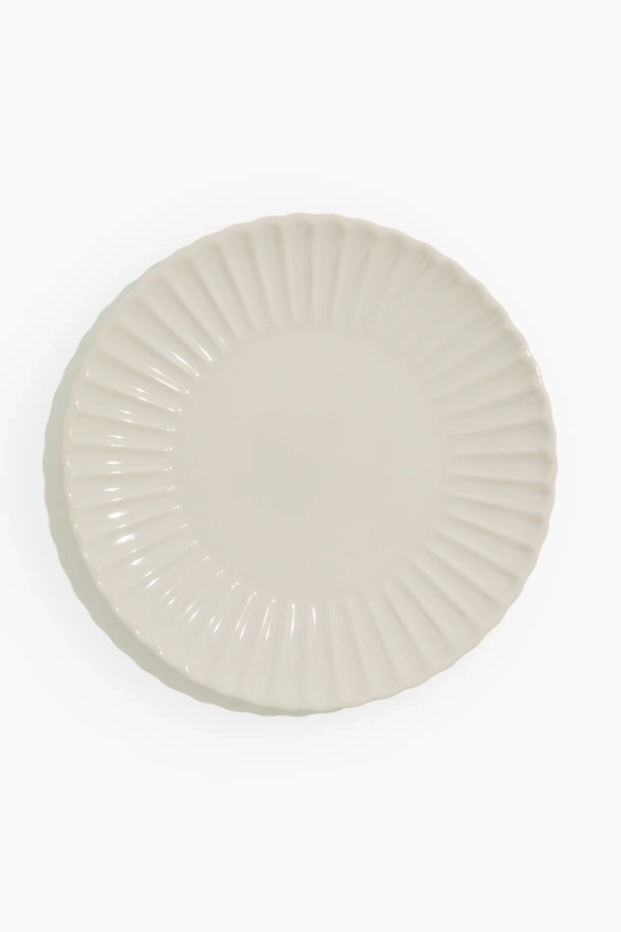 Assiette en grès cérame - Beige clair - Home All | H&M FR