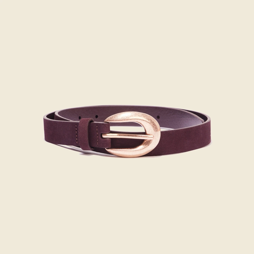 Ceinture suédine en cuir bordeaux femme | Bonobo