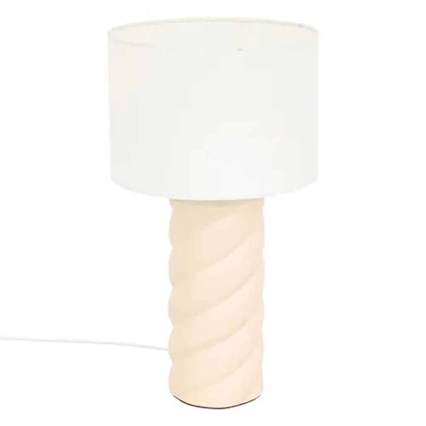 Lampe Cylindre Noly 44 Cm Céramique Beige Atmosphera - Beige - Lampe à poser BUT