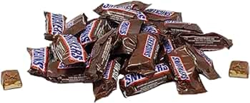 Snickers Fun Size Chocolate Caramel Candy Bars - 1 LB Resealable Stand Up Bulk Candy Bag (approx. 25 pieces) - Bulk Filler Candy for Holidays and Parties