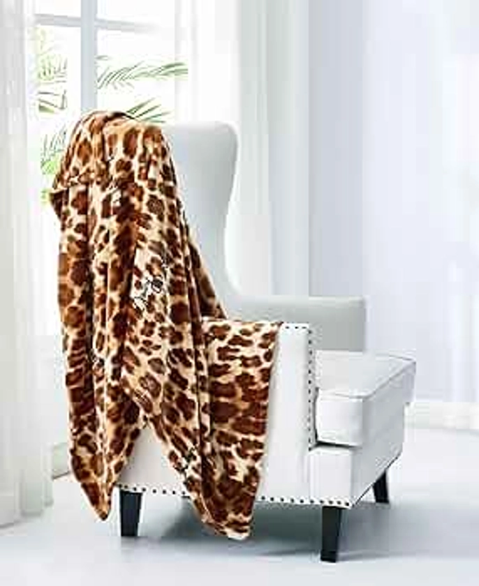 Juicy Couture - Throw Blanket | Regent Leopard | Plush and Cozy | Decorative Blankets for Sofas, Chairs and Beds| Luxurious and Soft | Chic Home Decor | Measures 50" x 70" | Brown