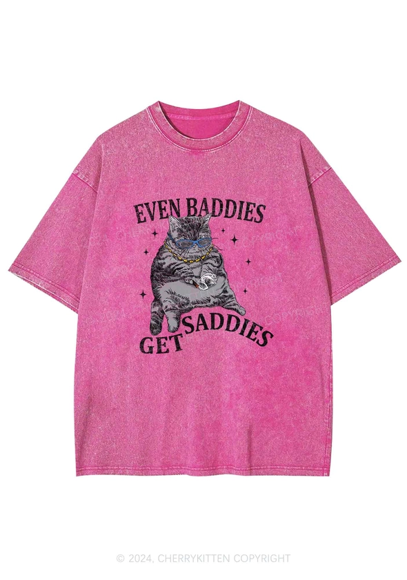 Cherrykitten Even Baddies Get Saddies Y2K Washed Tee Cherrykitten for Sale