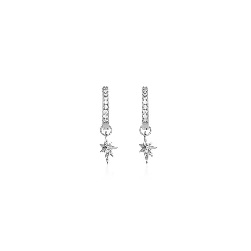 Sterling Silver Mini Starburst Crystal Earrings (Silver)